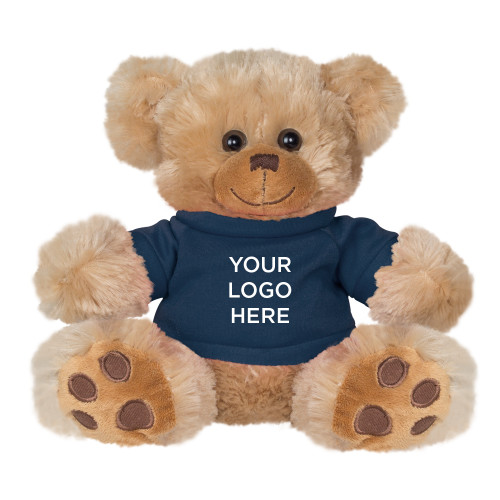 Plush Big Paw 8 1/2 inch Brown Bear w/Navy Shirt-Blank Logo