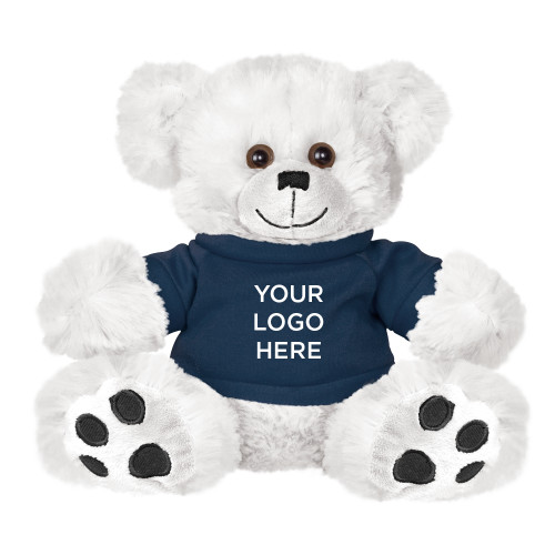 Plush Big Paw 8 1/2 inch White Bear w/Navy Shirt-Blank Logo