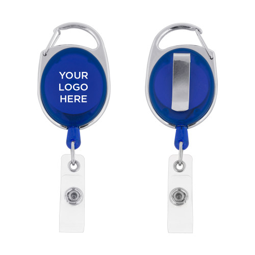 Blue Oval Retractable Badge Holder w/Clip-Blank Logo