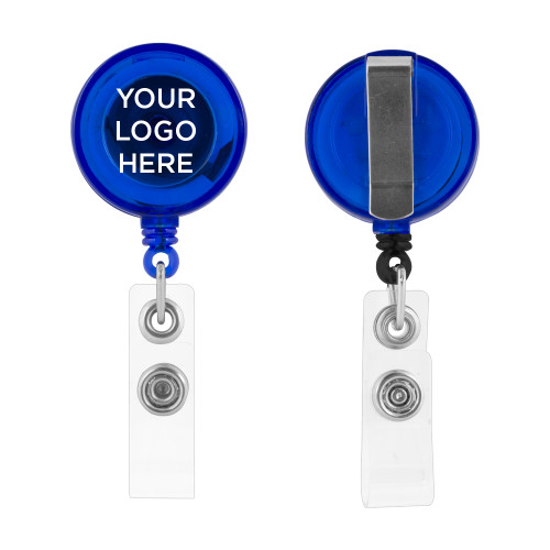 Blue Retractable Badge Holder-Blank Logo