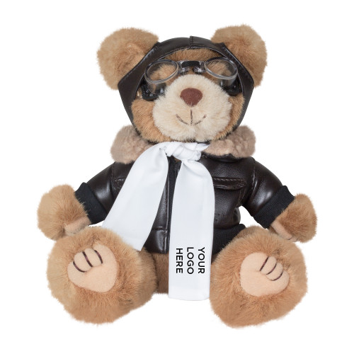 Aviator Bear Stuffed Animal-Blank Logo
