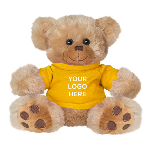 Plush Big Paw 8 1/2 inch Brown Bear w/Gold Shirt-Blank Logo