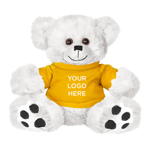 Plush Big Paw 8 1/2 inch White Bear w/Gold Shirt-Blank Logo