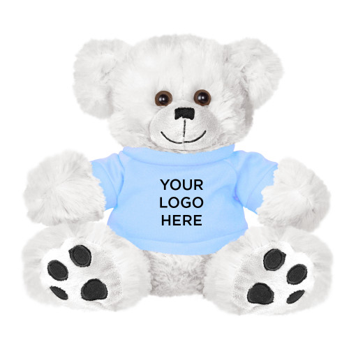 Plush Big Paw 8 1/2 inch White Bear w/Light Blue Shirt-Blank Logo