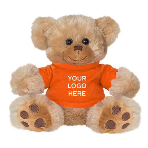 Plush Big Paw 8 1/2 inch Brown Bear w/Orange Shirt-Blank Logo