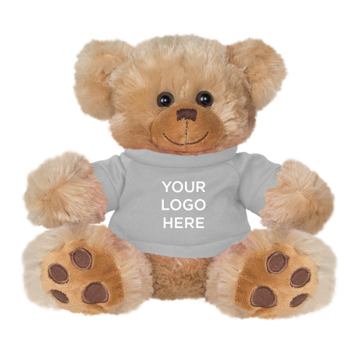 Plush Big Paw 8 1/2 inch Brown Bear w/Grey Shirt-Blank Logo