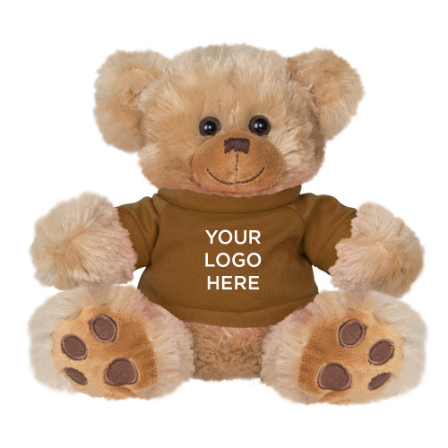 Plush Big Paw 8 1/2 inch Brown Bear w/Brown Shirt-Blank Logo