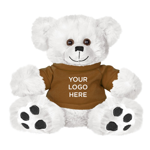 Plush Big Paw 8 1/2 inch White Bear w/Brown Shirt-Blank Logo