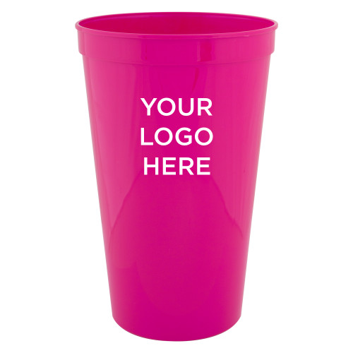 22 oz Pink Transparent Stadium Cup-Blank Logo