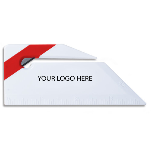 Angled Red Stripe Letter Opener-Blank Logo