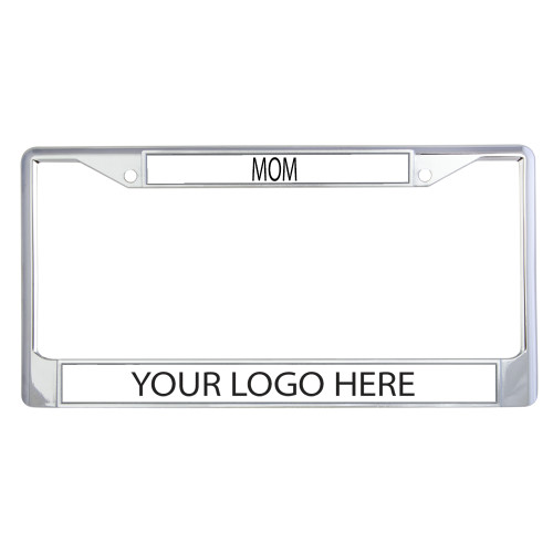 Mom Metal License Plate Frame in Chrome-Blank Logo