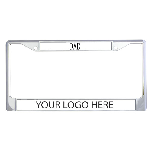 Dad Metal License Plate Frame in Chrome-Blank Logo
