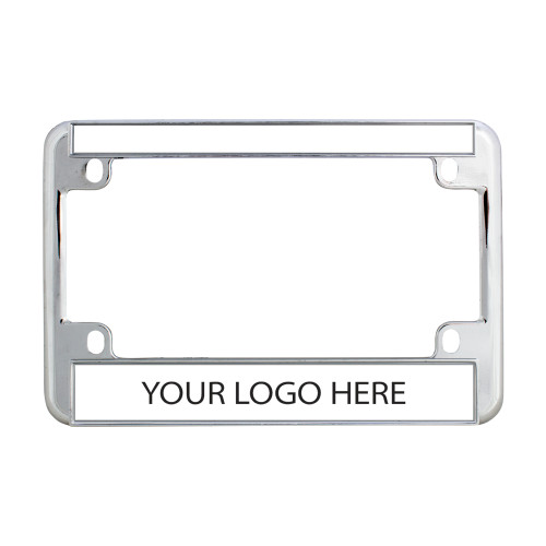 Metal Motorcycle License Plate Frame in Chrome-Blank Logo