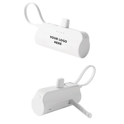 Sidekick White 4500 mAh Power Bank-Blank Logo