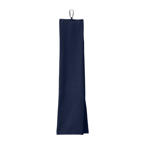 Navy Waffle Microfiber Golf Towel-Blank Logo