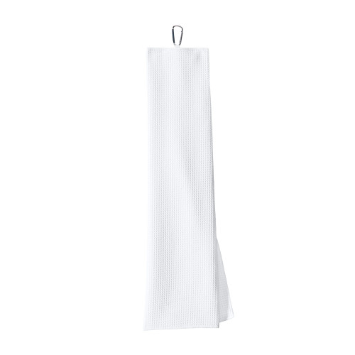 White Waffle Microfiber Golf Towel-Blank Logo