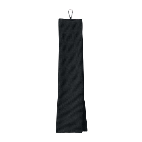 Black Waffle Microfiber Golf Towel-Blank Logo