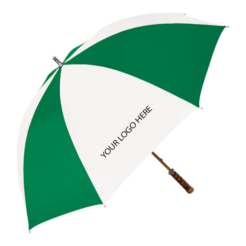 64 Inch Kelly Green/White Umbrella-Blank Logo