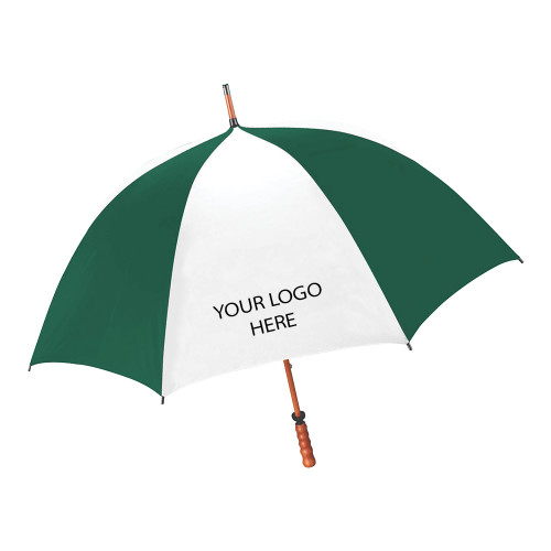 64 Inch Forest Green/White Umbrella-Blank Logo