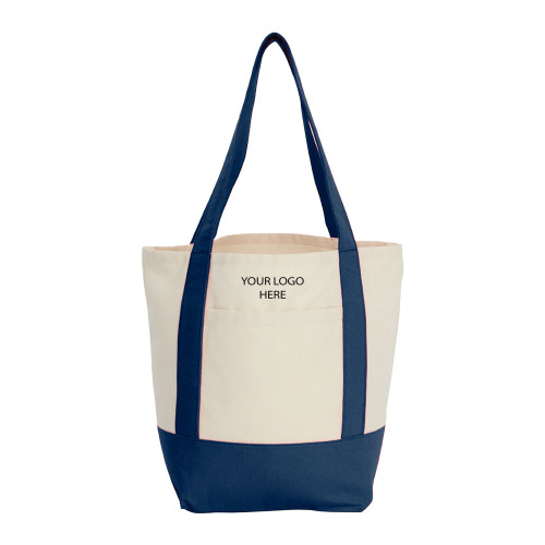 Mini Navy Recycled 8oz Cotton Canvas Tote-Blank Logo