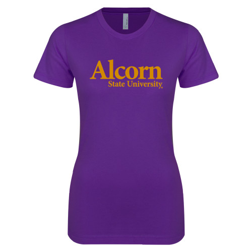  Next Level Womens Purple Boyfriend Tee - Alcorn State University