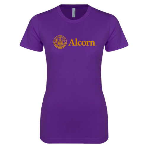  Next Level Womens Purple Boyfriend Tee - Alcorn