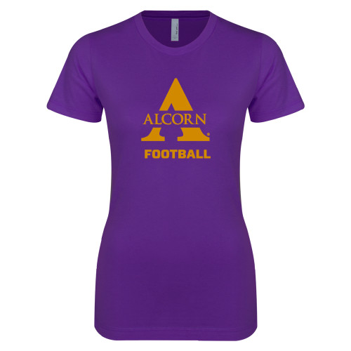  Next Level Womens Purple Boyfriend Tee - Alcorn Football