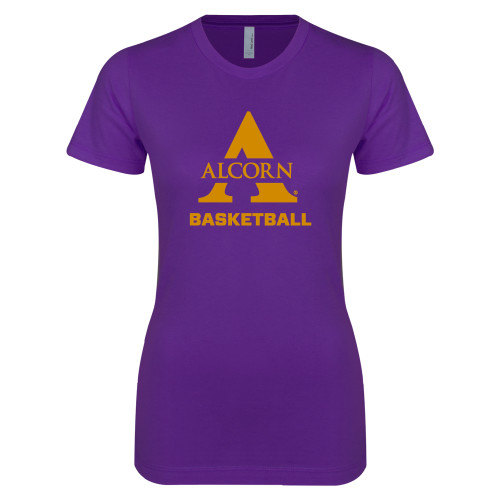  Next Level Womens Purple Boyfriend Tee - Alcorn Basketball