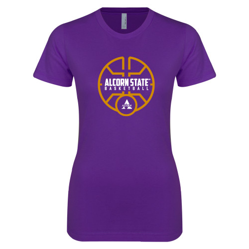  Next Level Womens Purple Boyfriend Tee - Alcorn State Basketball