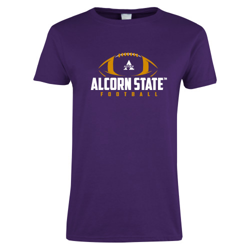  Womens Purple Short Sleeve Tee - Alcorn State Football