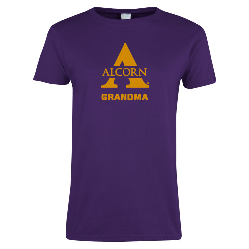  Womens Purple Short Sleeve Tee - Alcorn Grandma