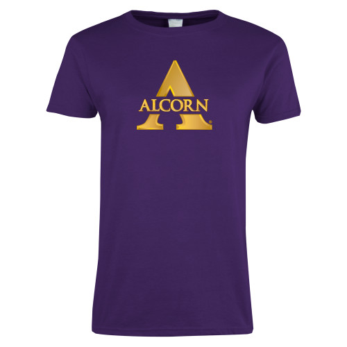  Womens Purple Short Sleeve Tee - Alcorn A