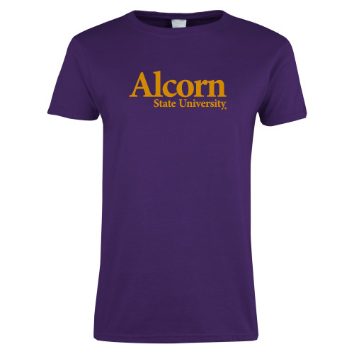  Womens Purple Short Sleeve Tee - Alcorn State University