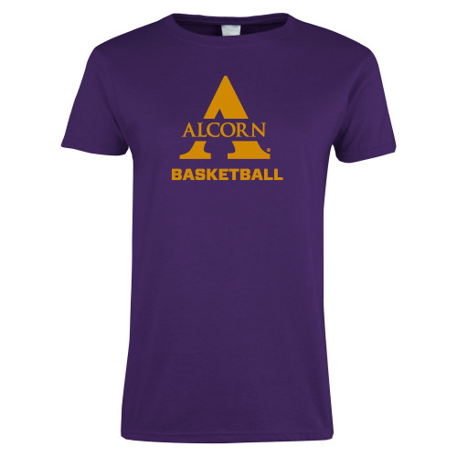  Womens Purple Short Sleeve Tee - Alcorn Basketball