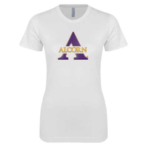  Next Level Womens White Boyfriend Tee - Alcorn A