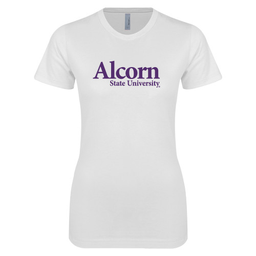  Next Level Womens White Boyfriend Tee - Alcorn State University