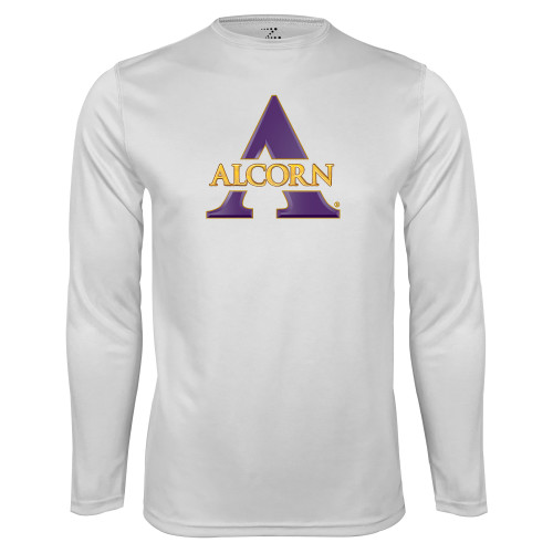  White Performance Long Sleeve Shirt - Alcorn A