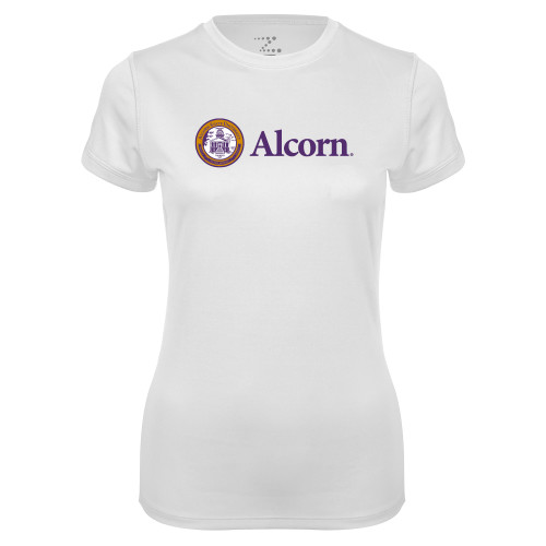  Womens White Performance Tee - Alcorn