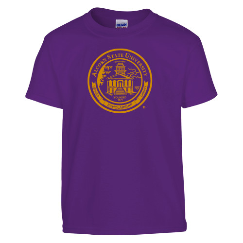  Youth Purple T Shirt - Alcorn Seal