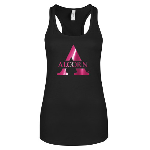  Next Level Womens Black Racerback Tank  - Alcorn A  Foil