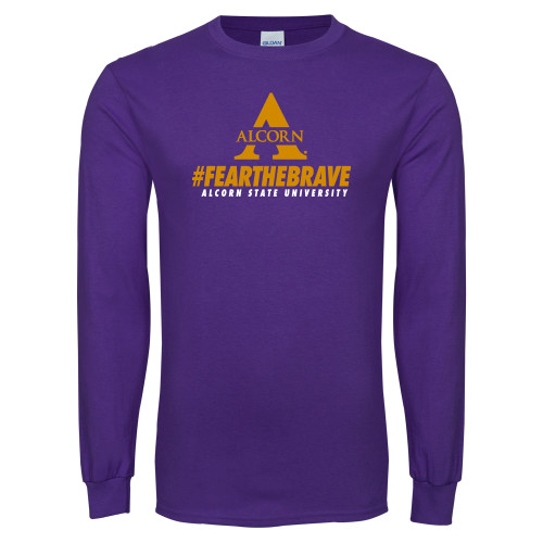  Purple Long Sleeve T Shirt - Fear the Brave