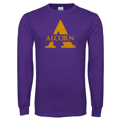  Purple Long Sleeve T Shirt - Distressed Logo