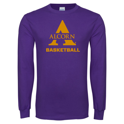  Purple Long Sleeve T Shirt - Alcorn Basketball