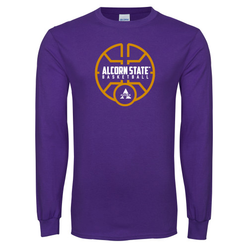  Purple Long Sleeve T Shirt - Alcorn State Basketball