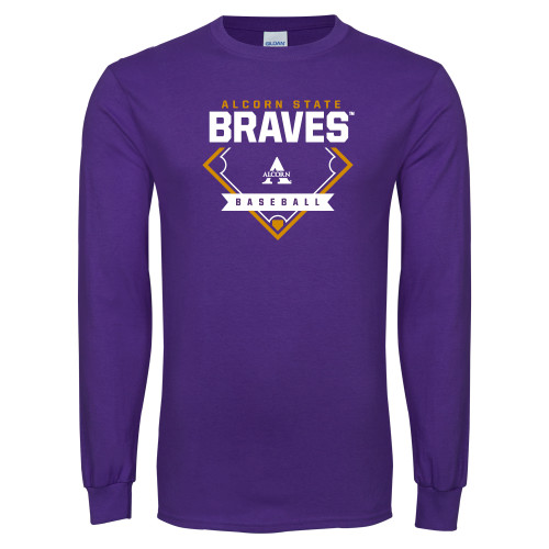 Purple Long Sleeve T Shirt - Alcorn State Baseball