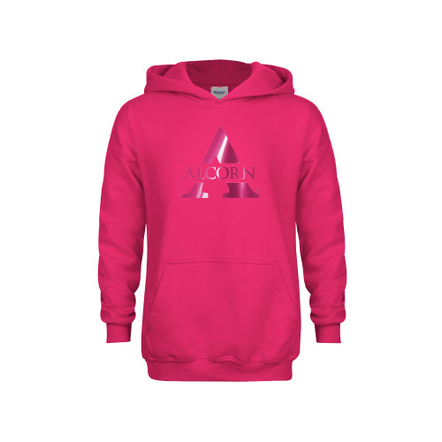  Youth Hot Pink Fleece Hoodie - Alcorn A  Foil