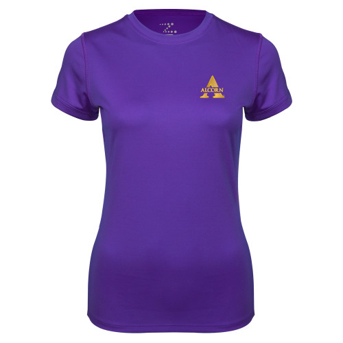  Womens Purple Performance Tee - Alcorn A
