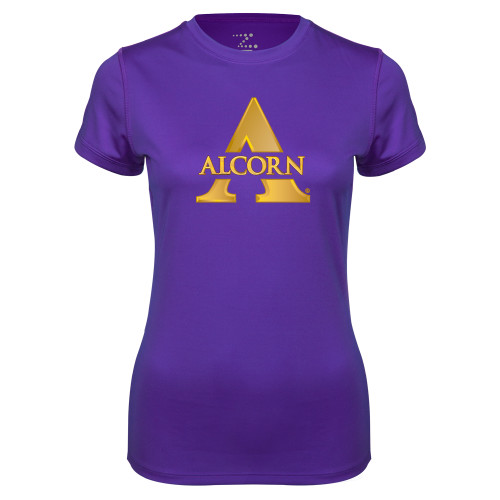  Womens Purple Performance Tee - Alcorn A