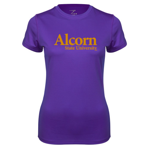  Womens Purple Performance Tee - Alcorn State University