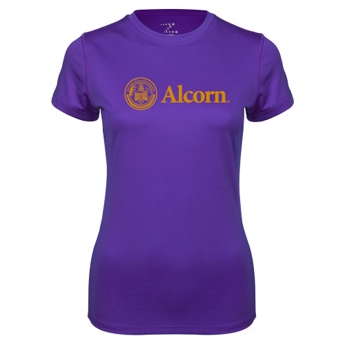  Womens Purple Performance Tee - Alcorn